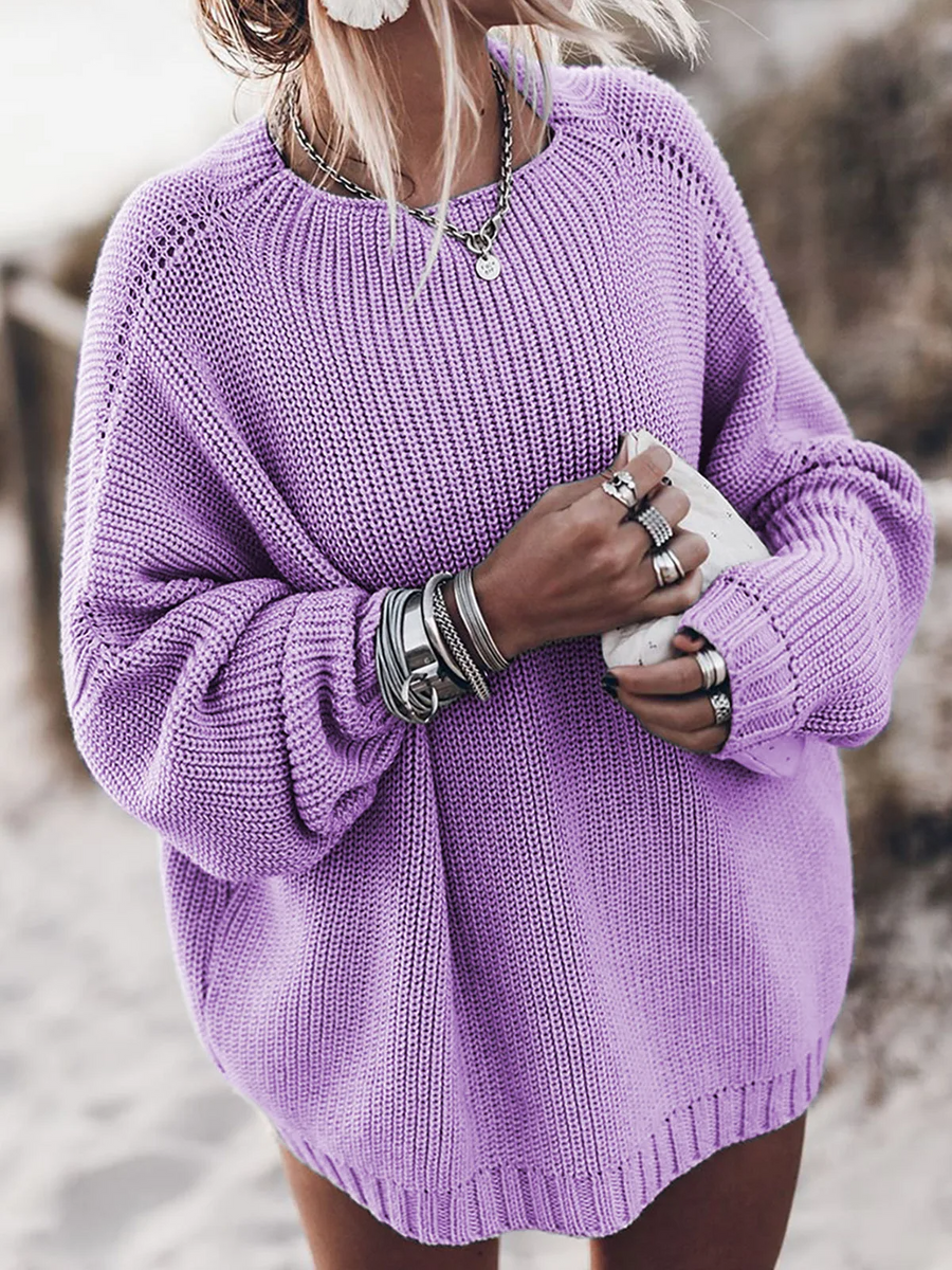 Pull Col Rond Coupe Ample Bord de Mer