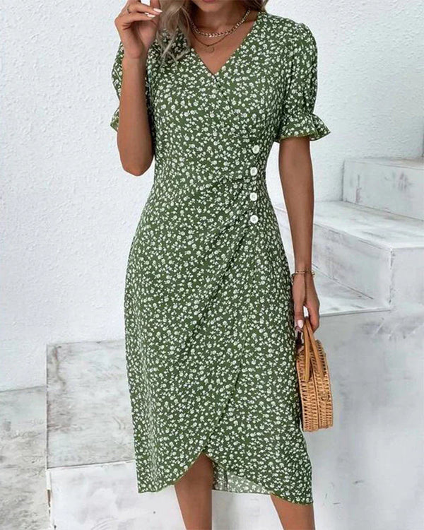 Tine - Robe à Manches Courtes à Imprimé Floral