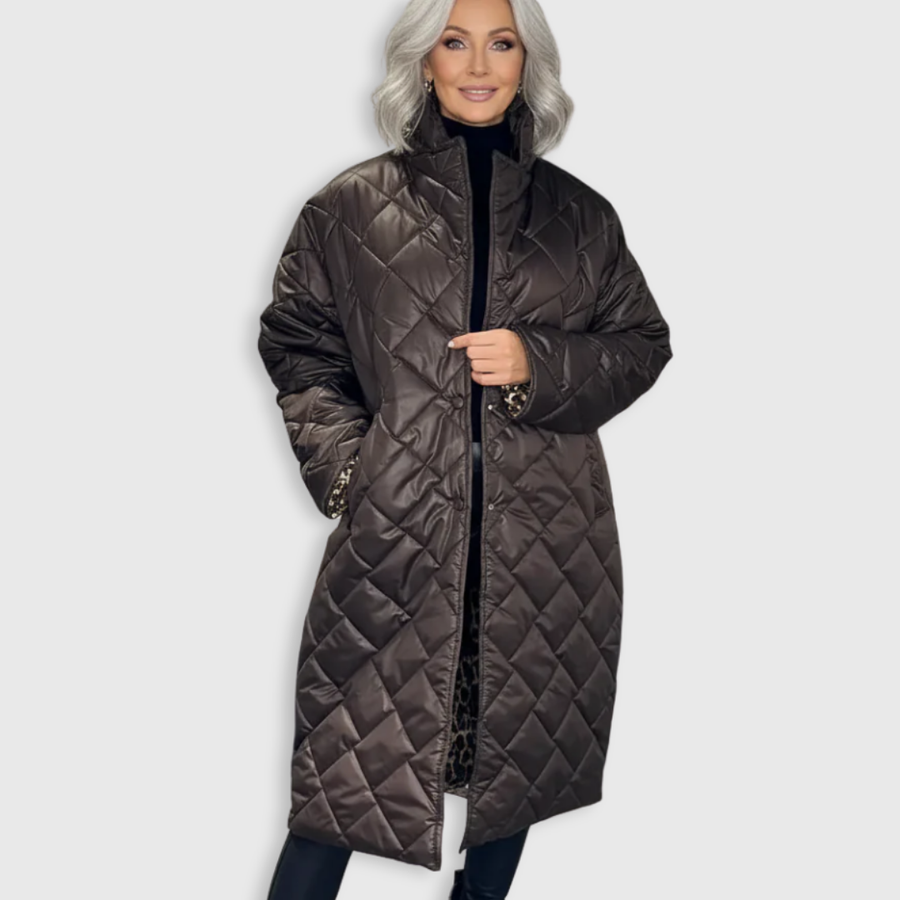 Manteau Long Matelassé à Boutons