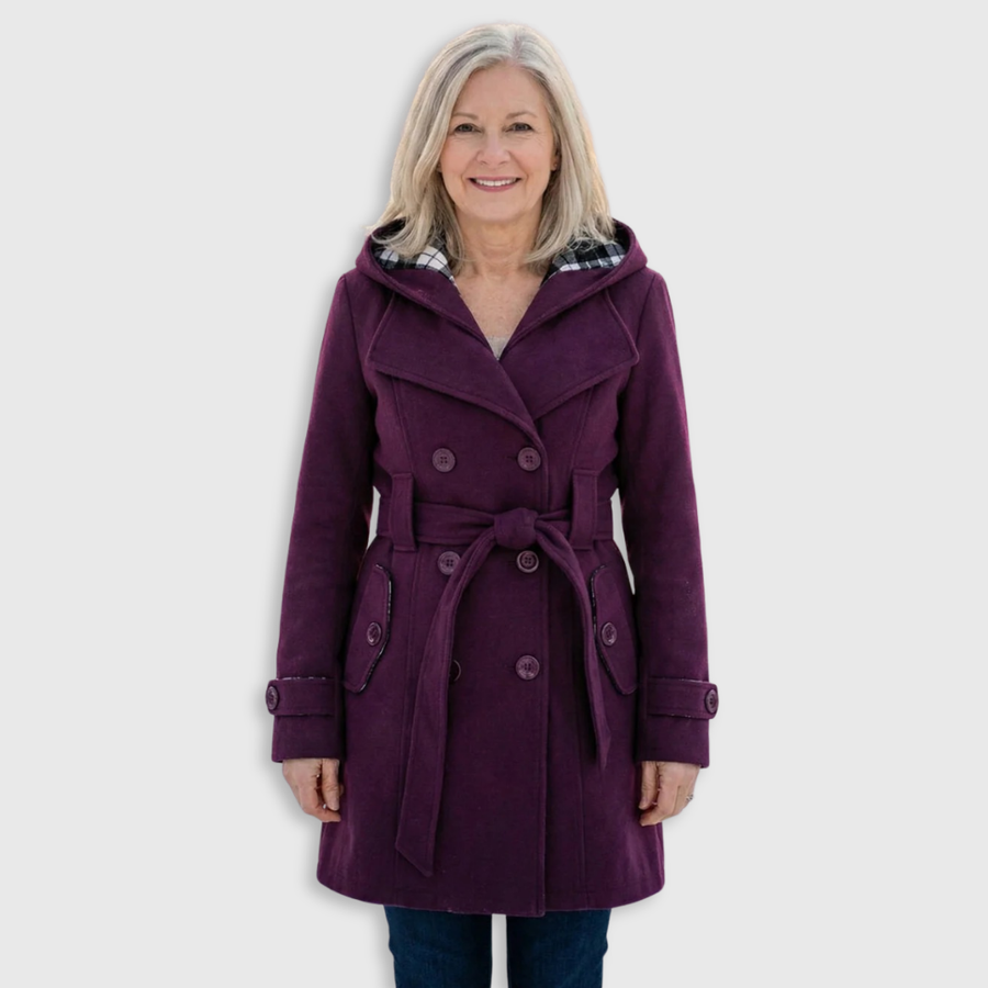 Manteau Mi-Long Croisé à Ceinture