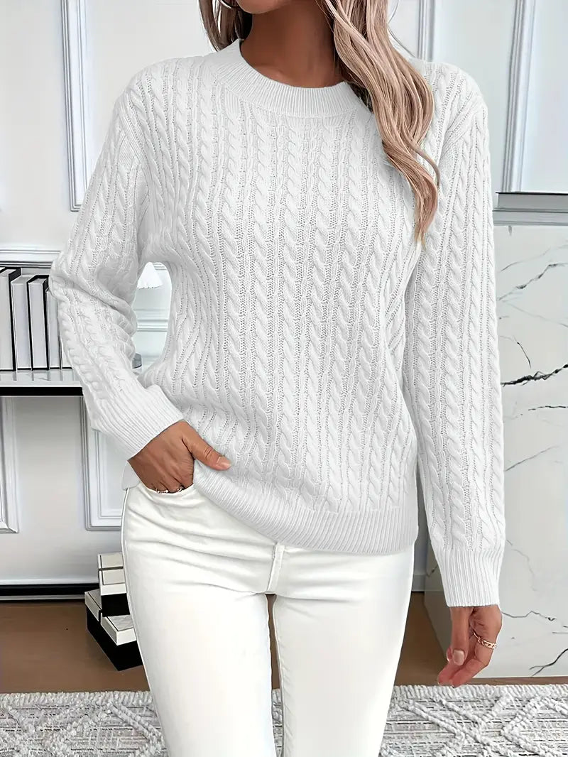 Pull Col Rond Motif Texturé Coupe Épousante