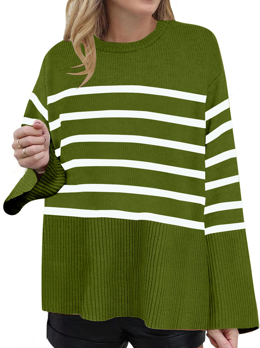 Pull Oversize Col Rond Côtelé