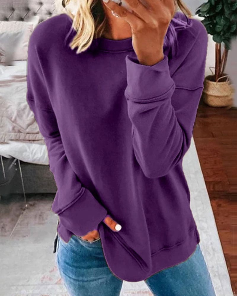Pull Col Rond Coupe Décontractée