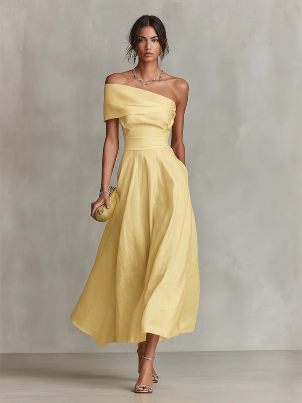 Robe Estivale Asymétrique Jaune Soleil