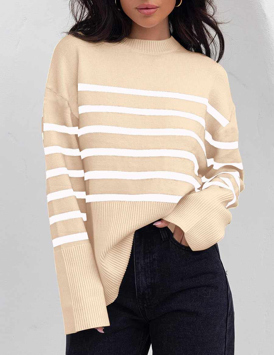 Pull Oversize Col Rond Côtelé