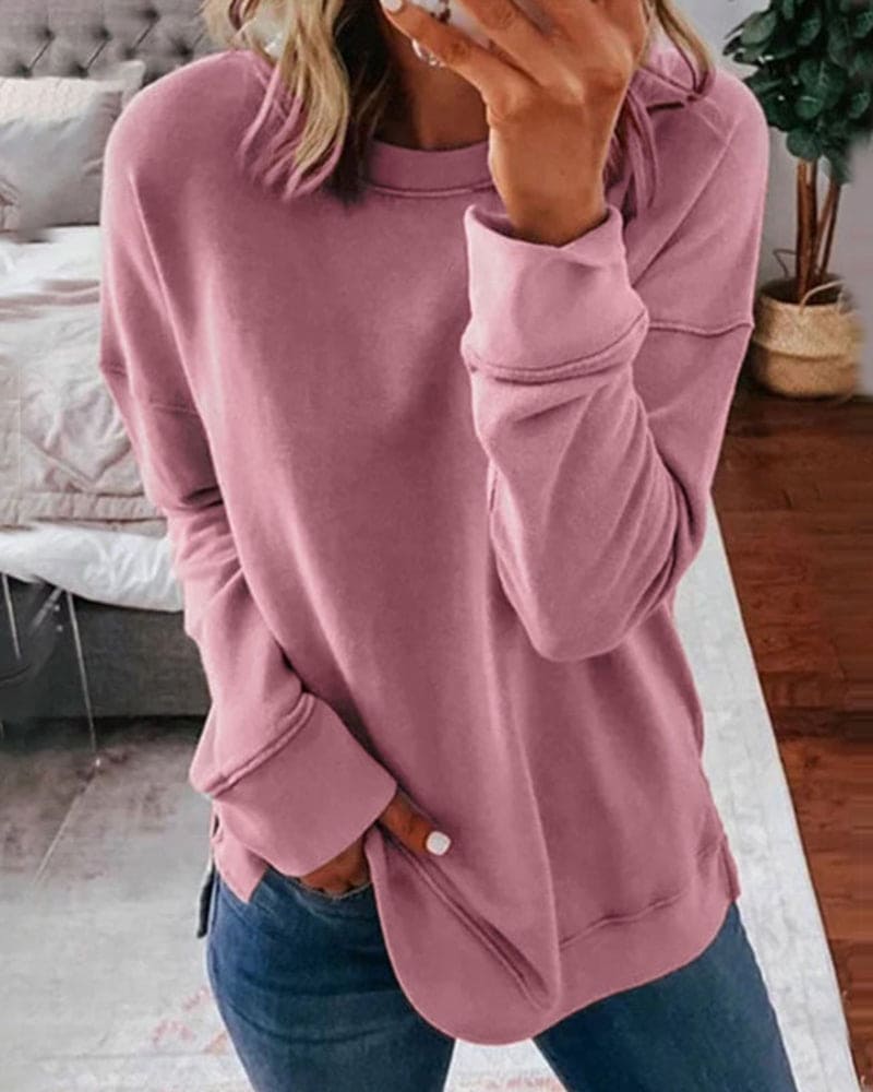 Pull Col Rond Coupe Décontractée