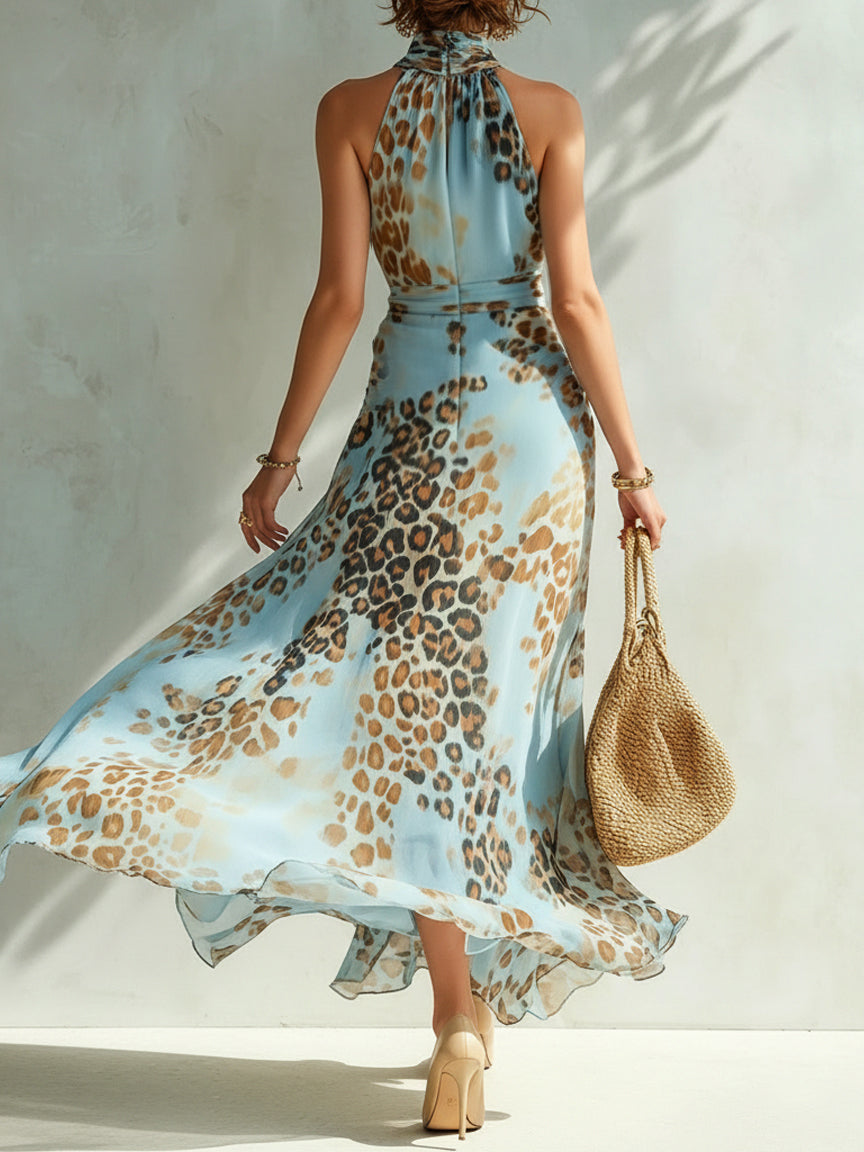 Robe Coralie — vue de profil avec fente latérale et taille nouée