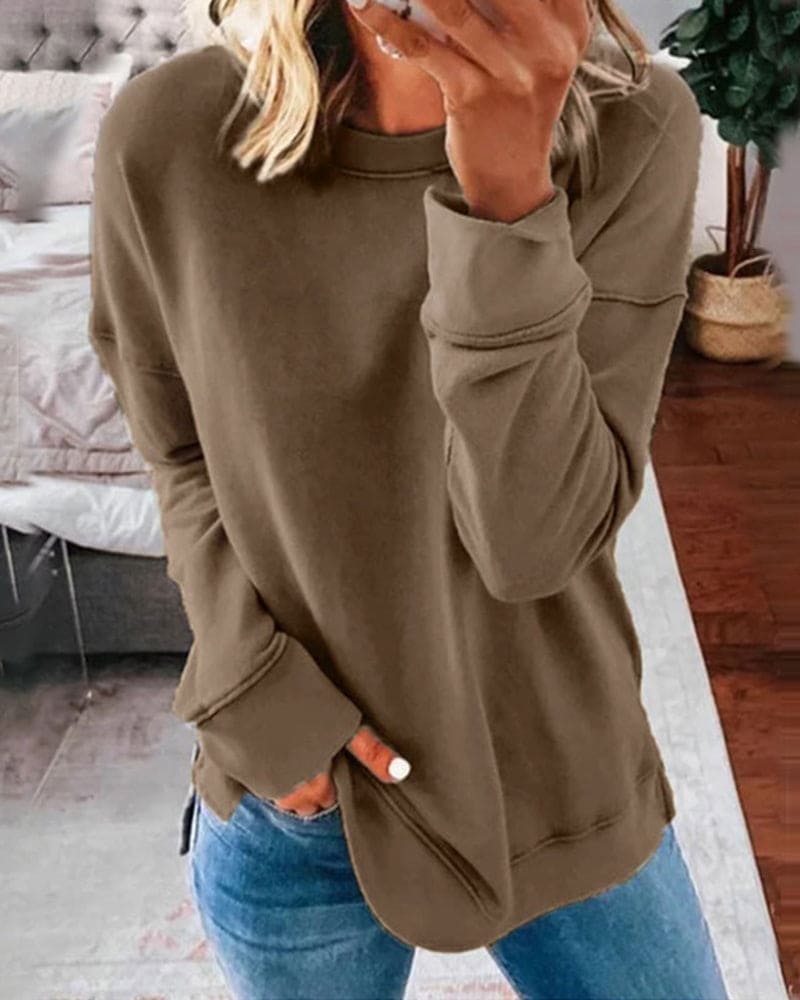 Pull Col Rond Coupe Décontractée