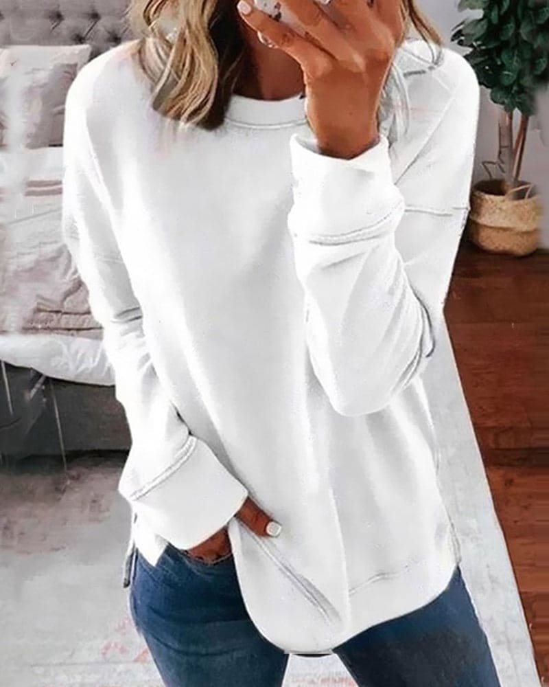 Pull Col Rond Coupe Décontractée