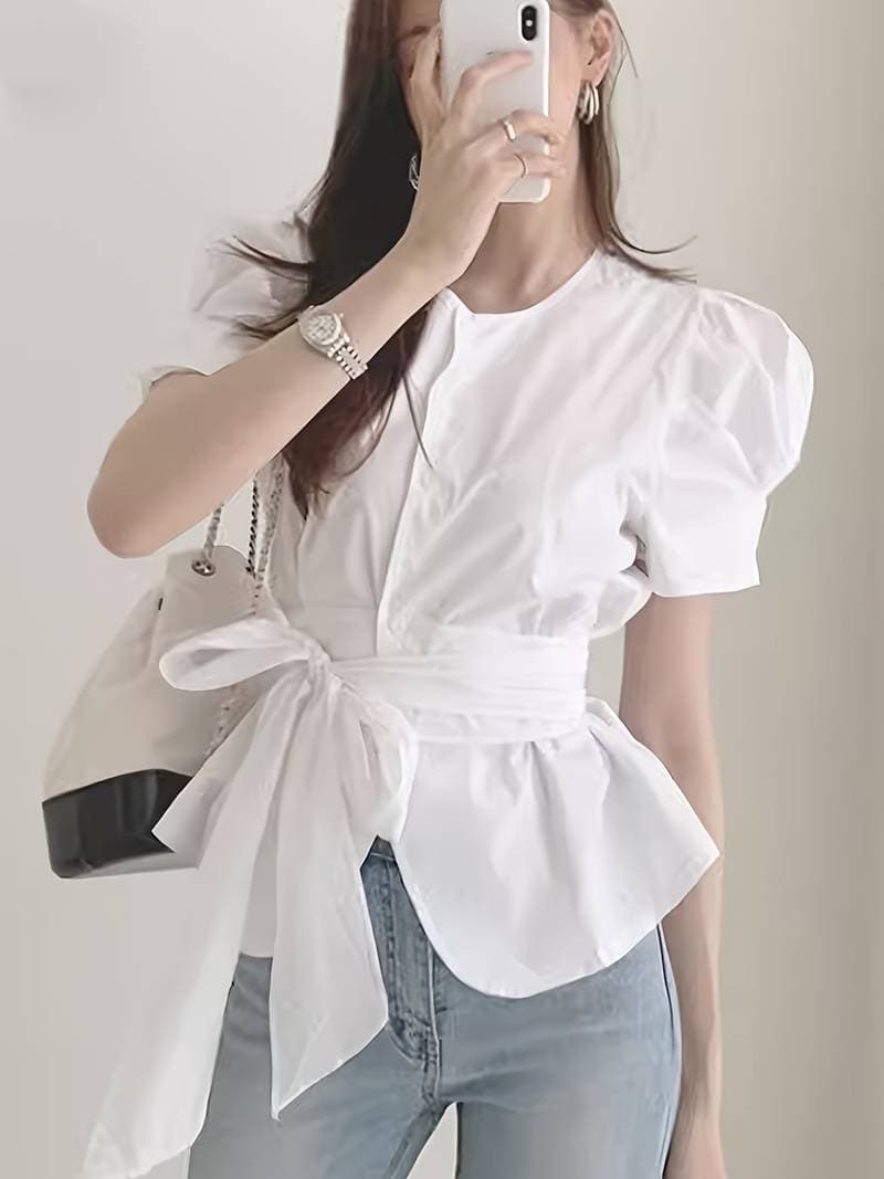Blouse à manches bouffantes pour femmes
