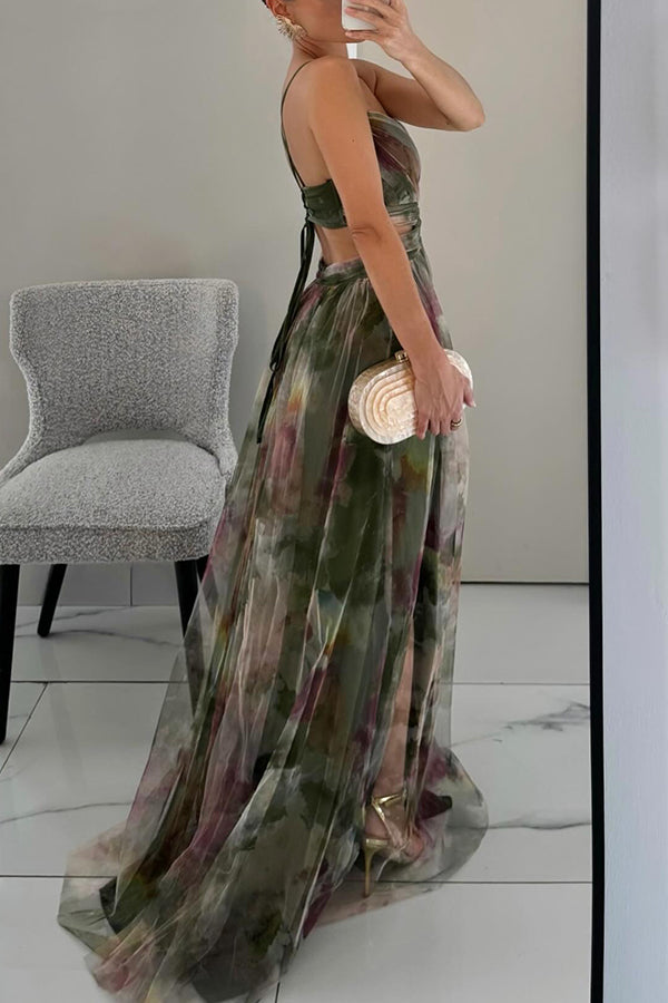 Giselle – Élégante Robe Longue à Imprimé Fleuri