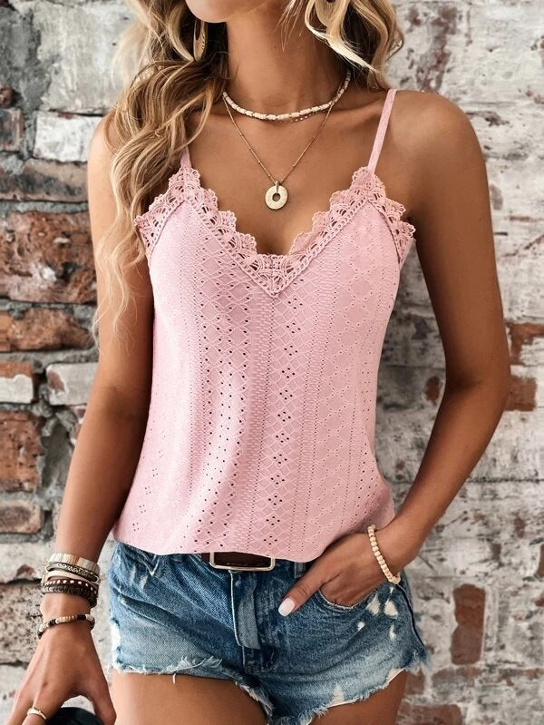 Susan - T-shirt femme col V avec dentelle