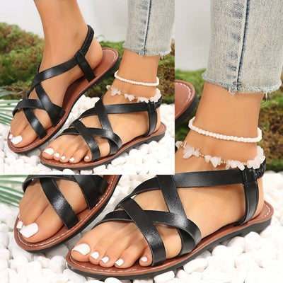 Nora® | Sandales tendance de couleur unie pour femme