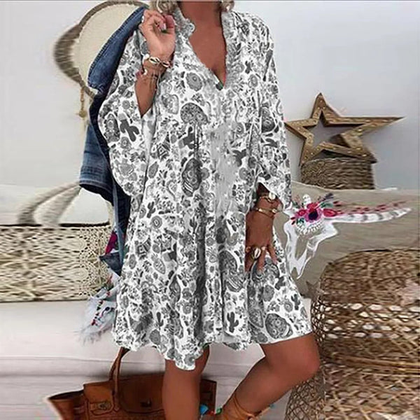 Robe à Imprimé Vintage - Élégance Bohème