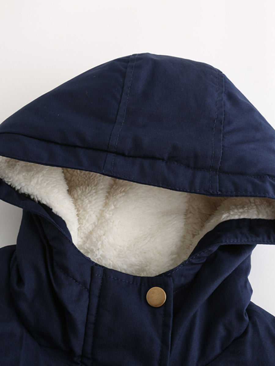 Parka Longue à Capuche et Fermeture Zippée