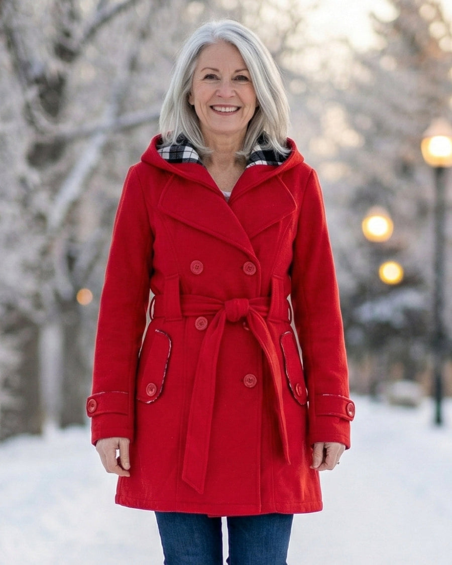 Manteau Mi-Long Croisé à Ceinture