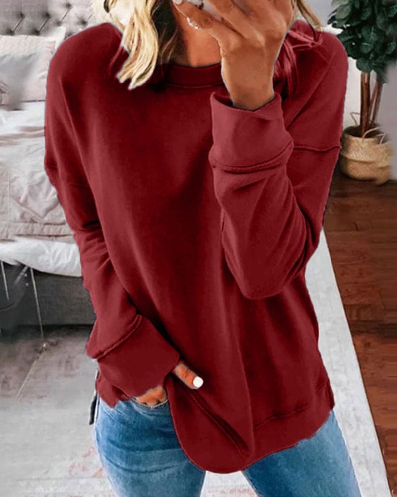 Pull Col Rond Coupe Décontractée