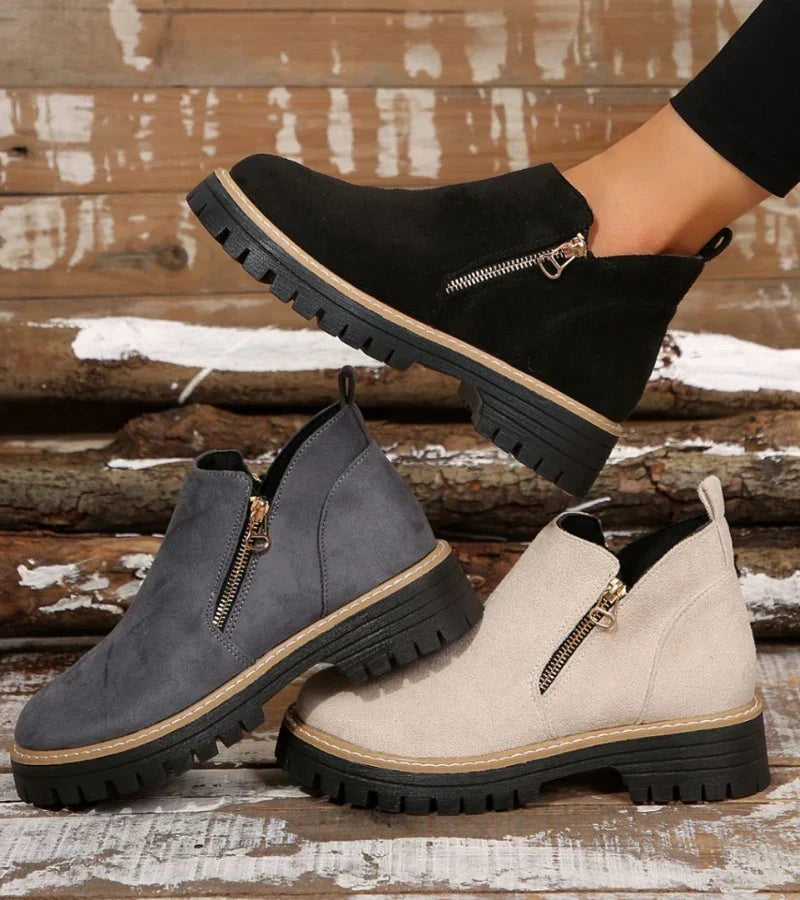 Bottines à Fermeture Éclair et Talon Bloc