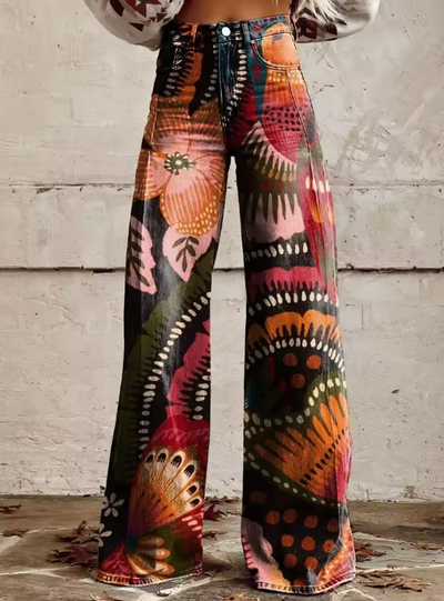 Mailin - Pantalon Imprimé à Jambe Large Et Evasée