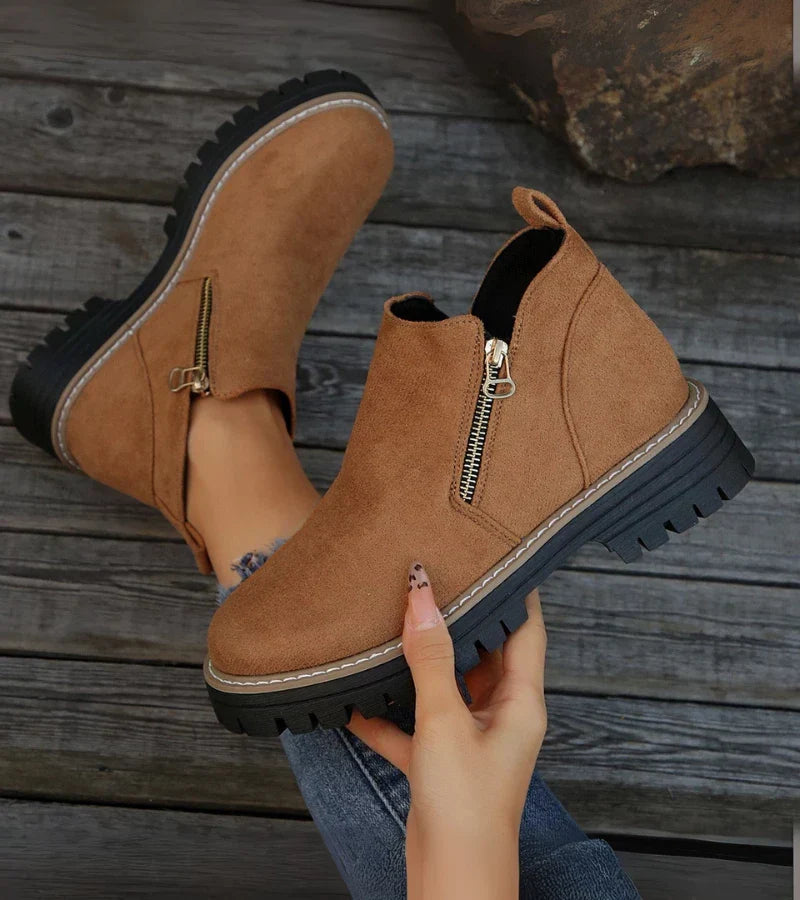 Bottines à Fermeture Éclair et Talon Bloc