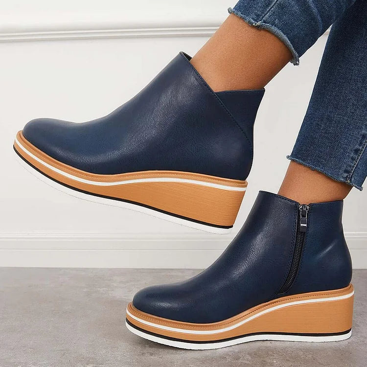 Bottines à Talon Compensé et Fermeture Éclair