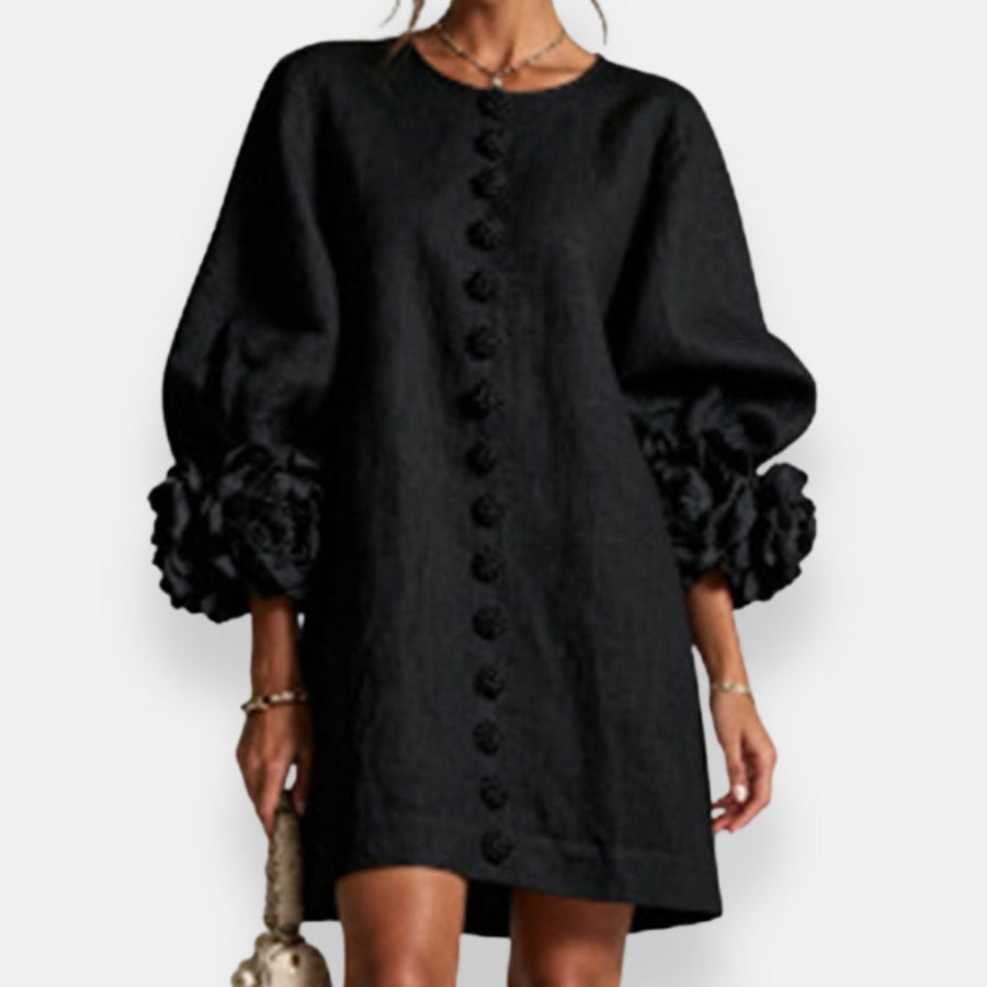 Robe Marcelle — vue arrière, ligne verticale allongée
