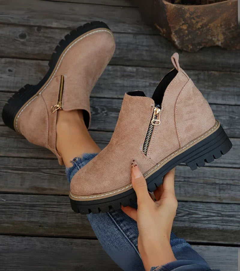 Bottines à Fermeture Éclair et Talon Bloc