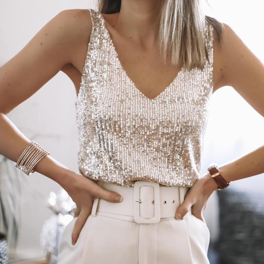Natasha | Top à paillettes Style soirée glamour