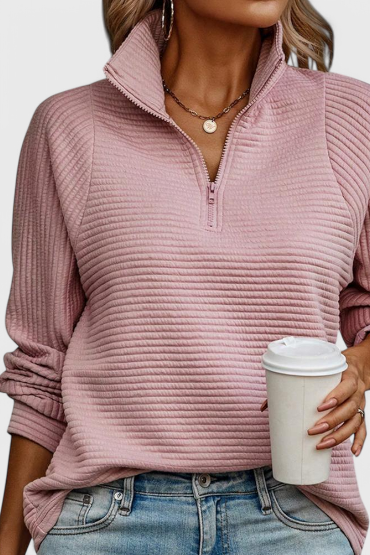 Pull Col V Zippé Coupe Décontractée