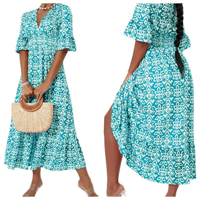 Yiska - Robe Florale à col en V