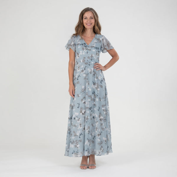 Robe Maxi Floral en Chiffon - Élégance Intemporelle pour Femme