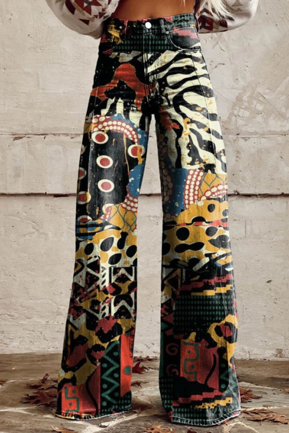 Mailin - Pantalon Imprimé à Jambe Large Et Evasée