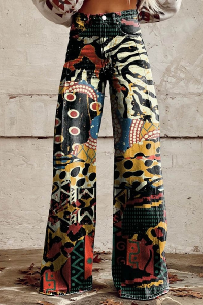 Mailin - Pantalon Imprimé à Jambe Large Et Evasée