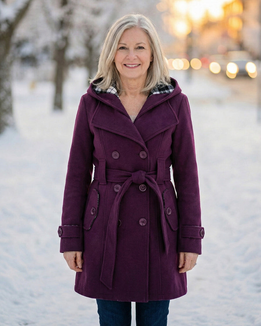 Manteau Mi-Long Croisé à Ceinture