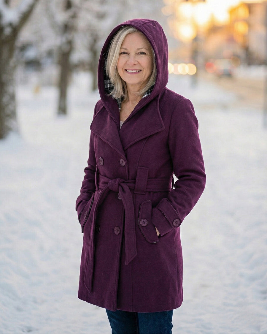 Manteau Mi-Long Croisé à Ceinture