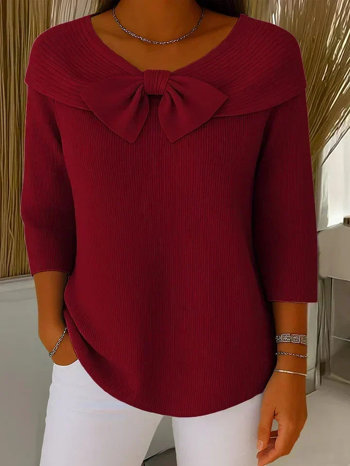 Pull Col Rond Nœud Élégant