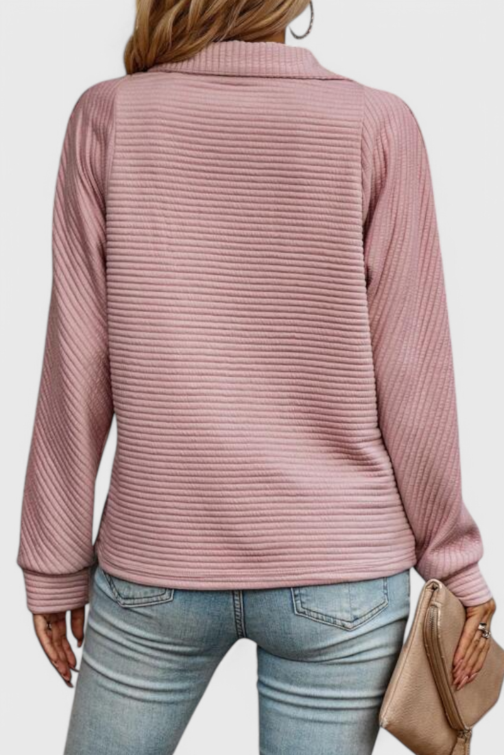 Pull Col V Zippé Coupe Décontractée
