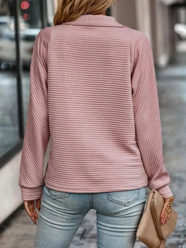 Pull Col V Finition Zippée Élégante