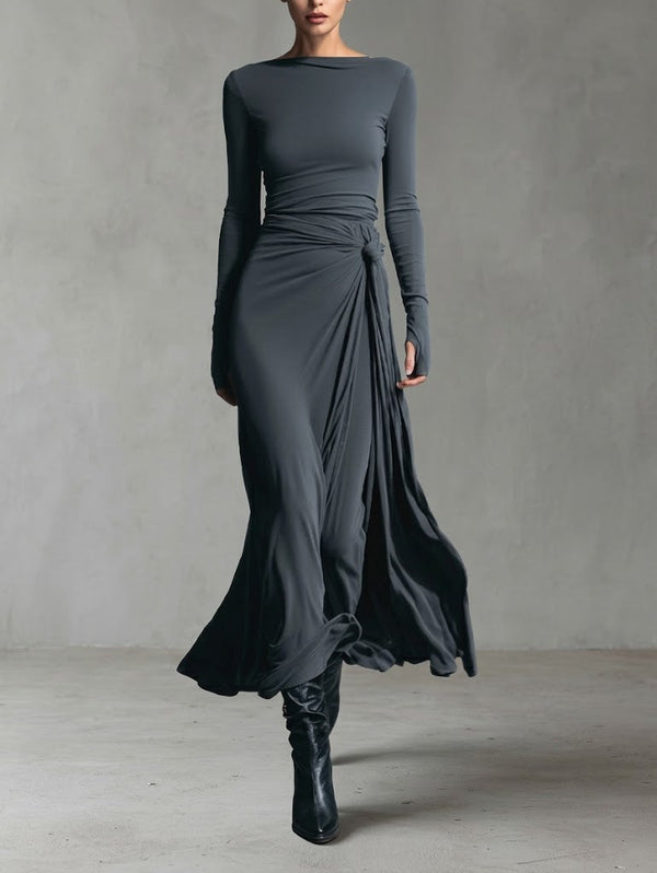 Alba - Robe Longue Nœud Latéral Femme