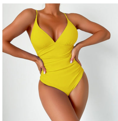 LolaBeach - Maillot de bain uni à col V profond