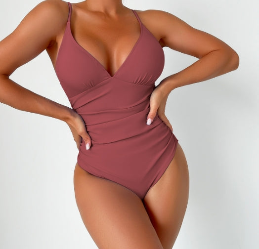 LolaBeach - Maillot de bain uni à col V profond