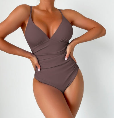 LolaBeach - Maillot de bain uni à col V profond