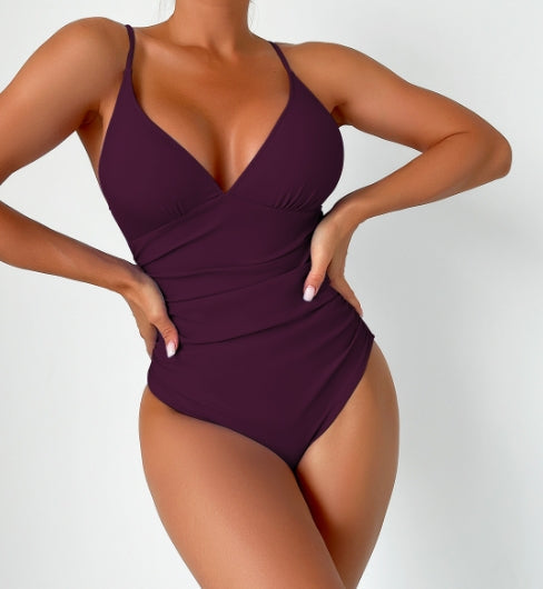 LolaBeach - Maillot de bain uni à col V profond