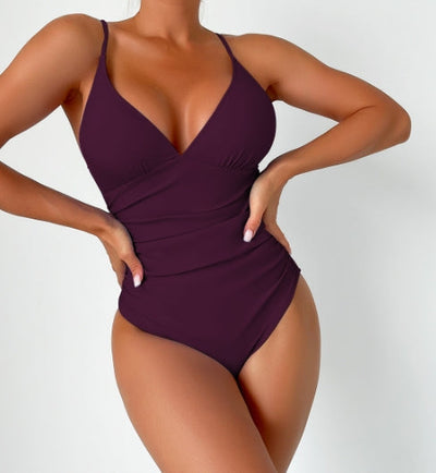 LolaBeach - Maillot de bain uni à col V profond