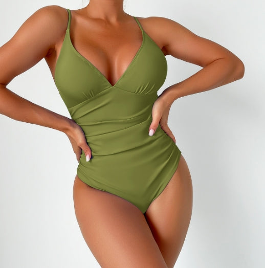 LolaBeach - Maillot de bain uni à col V profond