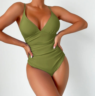 LolaBeach - Maillot de bain uni à col V profond