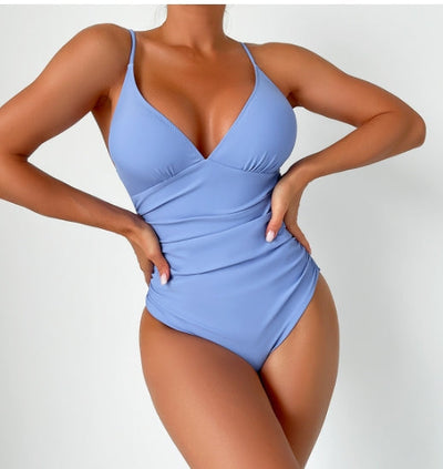 LolaBeach - Maillot de bain uni à col V profond