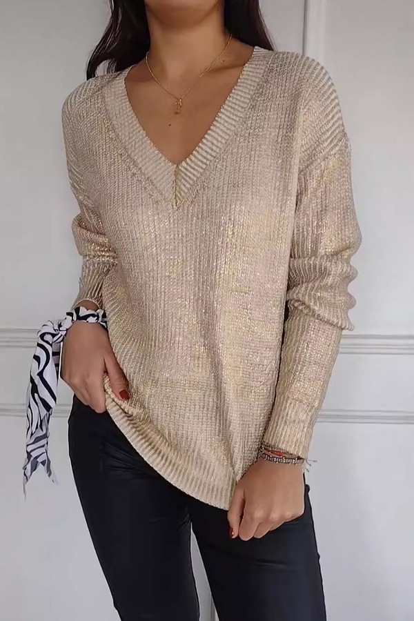 Irene® – Pull Décontracté Patchwork à Col V