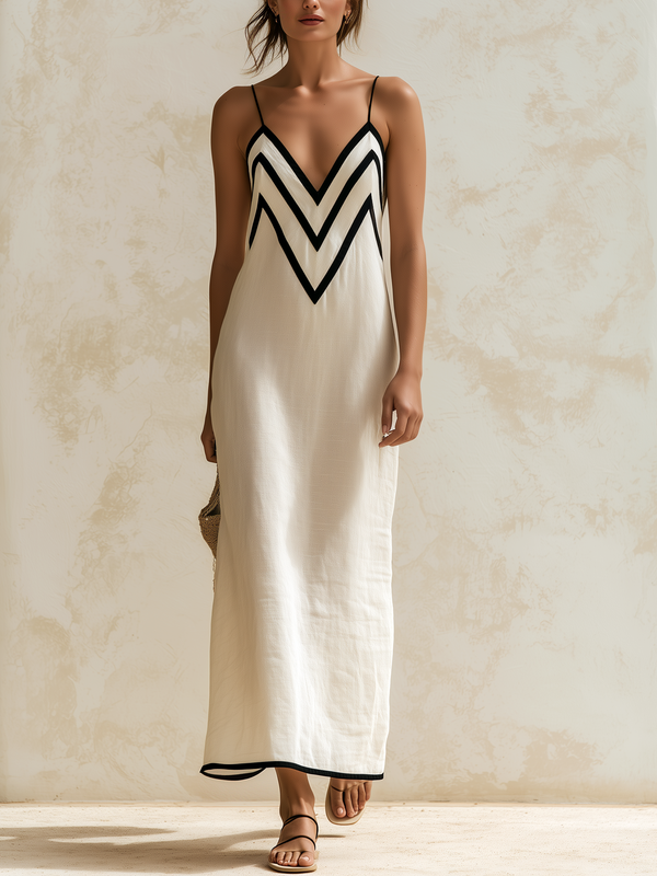 Aveline - Vestido largo con bordes en contraste