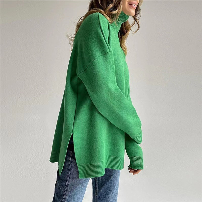 Sweat col roulé oversize — vue arrière avec tombé souple